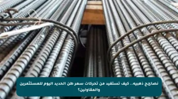 نصائح ذهبية.. كيف تستفيد من تحركات سعر طن الحديد اليوم للمستثمرين والمقاولين؟